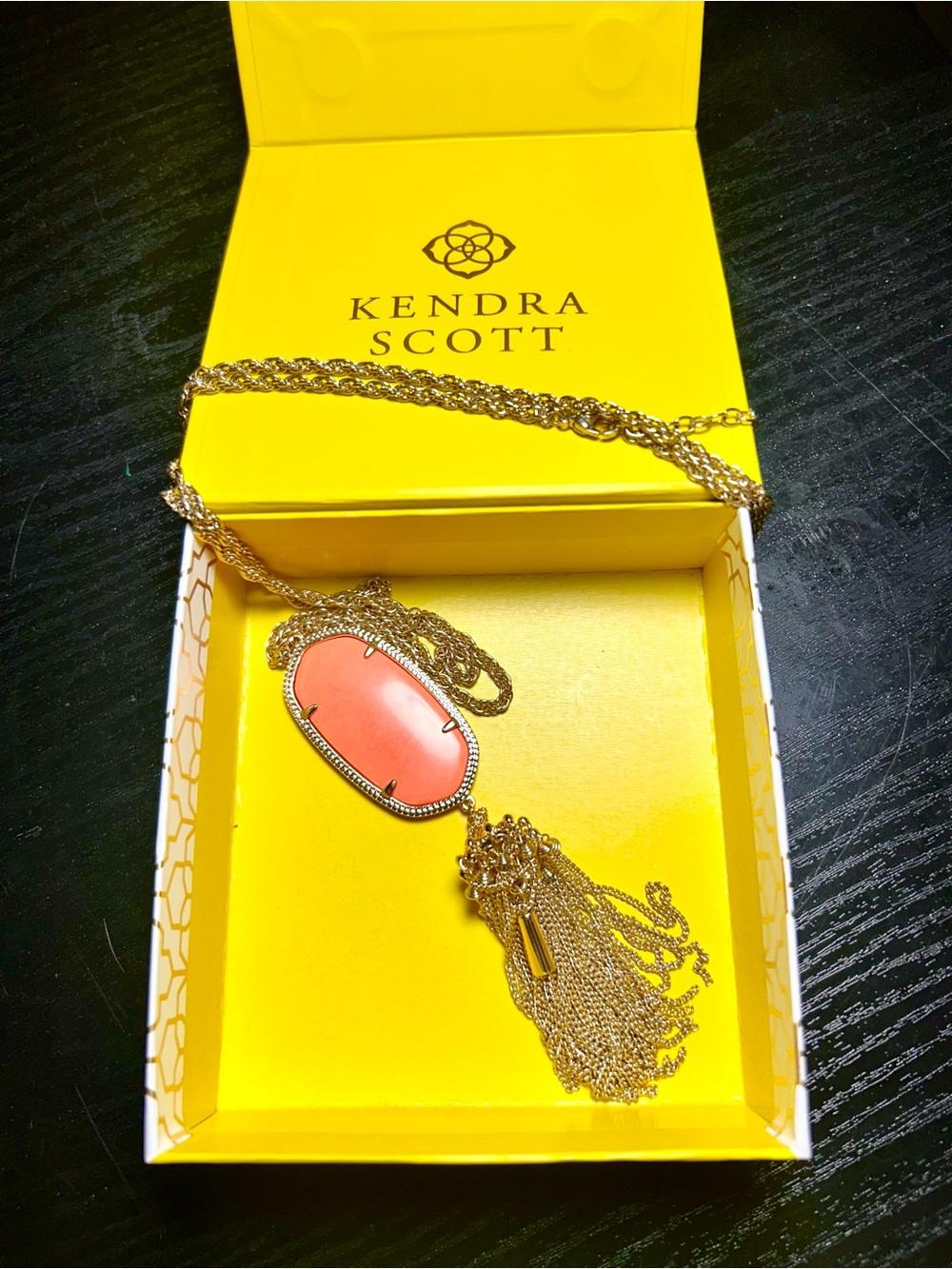 Kendra Scott Rayne Statement Tassel Necklace Gold Tone w/ Original Packaging